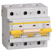 Автоматичний вимикач ВА47-100 3P 63 А х-ка D, IEK міні-фото
