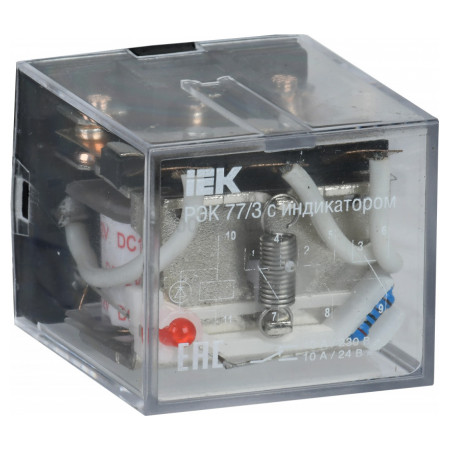 Реле РЭК77/3(LY3) с индикацией 10А 12В DC, IEK (RRP10-3-10-012D-LED) фото