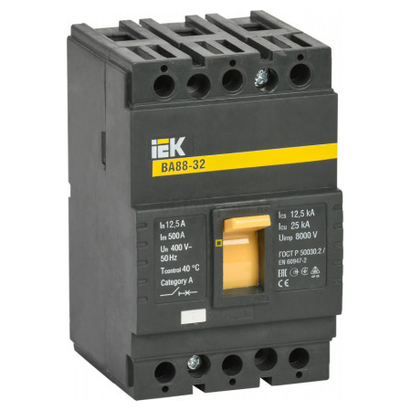 Автоматичний вимикач ВА88-32 3P 12,5А 25кА, IEK (SVA10-3-0012) фото