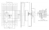 Габаритные и установочные размеры автоматического выключателя ВА88-40 IEK с приводом ручным поворотным ПРП-40 изображение