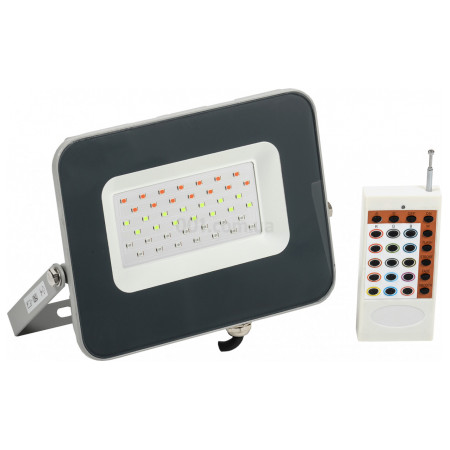 Прожектор СДО 07-30RGB (30Вт) світлодіодний (LED) multicolor IP65 сірий, IEK (LPDO7RGB-01-30-K03) фото