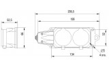 Габаритные размеры двухместной каучуковой розетки с защитными крышками IEK РБ32-1-0м изображение