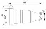 Габаритні розміри переносної каучукової розетки з захисною кришкою IEK РБп13-1-0м зображення