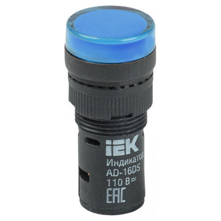Лампа AD-16DS LED-матриця d16 мм синя 12В AC/DC, IEK (BLS10-ADDS-012-K07-16) фото