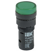 Лампа AD-16DS LED-матрица d16 мм зеленая 110В AC/DC, IEK мини-фото