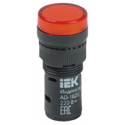 Лампа AD-16DS LED-матриця d16 мм червона 230В AC, IEK міні-фото