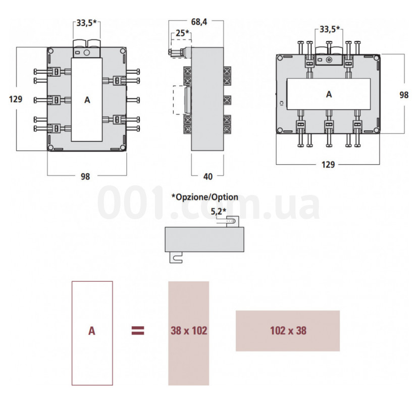 Трансформатор тока TAS102 (102×38мм) 3000/5А класс точности 0,2S