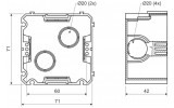 Коробка приборная ПВХ для твердых стен наборная 71×71×42 мм серая, KOPOS изображение 3 (габаритные размеры)
