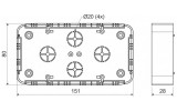 Коробка приборная ПВХ двойная 151×80×28 мм для кабельных каналов белая, KOPOS изображение 2 (габаритные размеры)