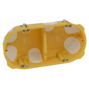 Коробка приладова ПВХ для порожнистих стін з еластичними вводами подвійна 142×70×40 мм жовта, KOPOS міні-фото