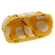 Коробка приладова ПВХ для порожнистих стін з еластичними вводами подвійна 138×68×50 мм жовта, KOPOS міні-фото