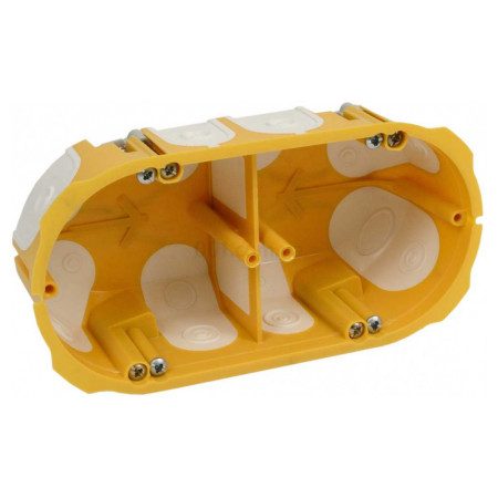 Коробка приладова ПВХ для порожнистих стін з еластичними вводами подвійна 138×68×50 мм жовта, KOPOS (KPL 64-50/2LD_NA) фото