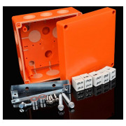 Коробка для наружного монтажа огнестойкая (E90) с керамическим клеммником 126×126×77 мм оранжевая IP66, KOPOS мини-фото
