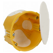 Коробка универсальная ПВХ для полых стен с крышкой и эластичными вводами ∅73×45 мм желтая, KOPOS мини-фото