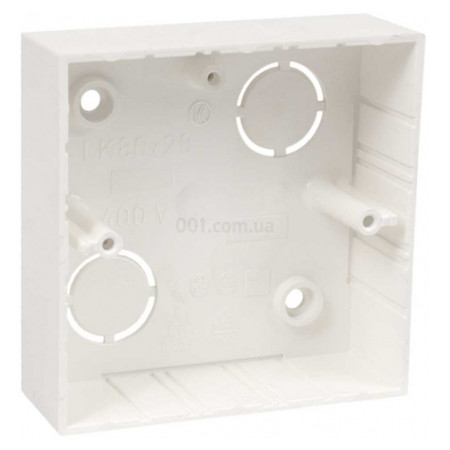 Коробка приладова ПВХ 82×82×28 мм для кабельних каналів біла, KOPOS (LK 80X28/1_HB) фото