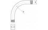 Колено стальное оцинкованное с муфтой и резьбой P13,5 для стальных труб, KOPOS изображение 2 (габаритные размеры)