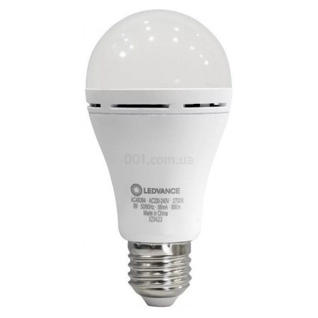 Світлодіодна лампа акумуляторна LED CL A60 8W/827 230V E27, LEDVANCE (OSRAM) (4099854102417) фото