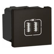 Розетка USB двойная 2 модуля Mosaic черная, Legrand мини-фото