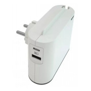 Розгалужувач на 2 бокові розетки 2P 6А з USB A+C білий/чорний, Legrand міні-фото