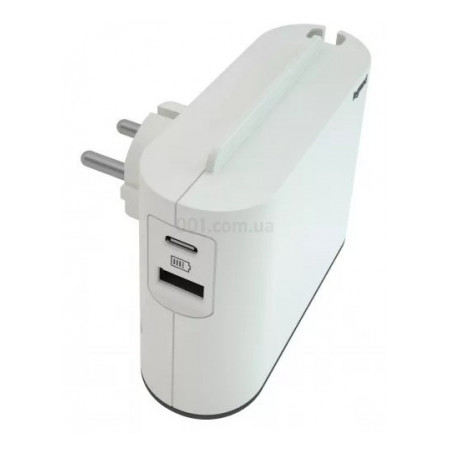 Розгалужувач на 2 бокові розетки 2P 6А з USB A+C білий/чорний, Legrand (049401) фото