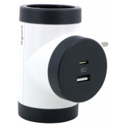 Разветвитель на 3 боковые розетки 2P+PE с USB A+C поворотный белый/черный, Legrand мини-фото