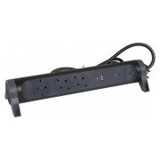 Подовжувач на 3 розетки з заземленням 16А з USB A+C 1,5м з ПЗІП і вимикачем чорний, Legrand міні-фото