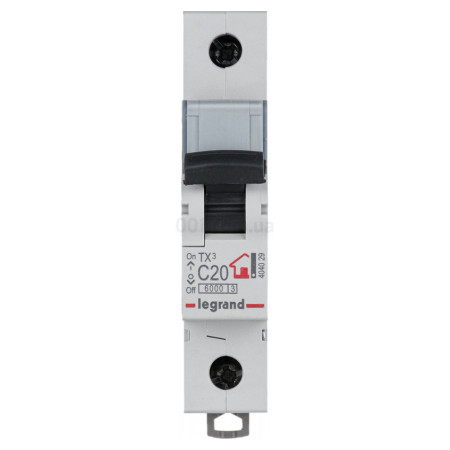 Автоматичний вимикач TX3 1P 20А хар-ка C 6кА, Legrand (404029) фото