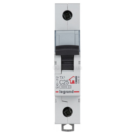 Автоматичний вимикач TX3 1P 25А хар-ка C 6кА, Legrand (404030) фото