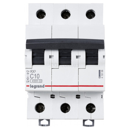 Автоматичний вимикач RX3 3P 10А хар-ка C 4,5кА, Legrand (419706) фото