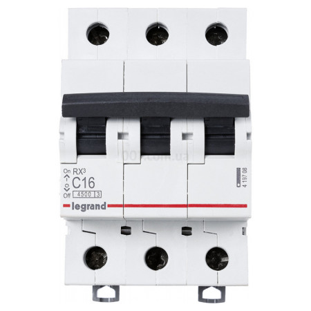 Автоматичний вимикач RX3 3P 16А хар-ка C 4,5кА, Legrand (419708) фото