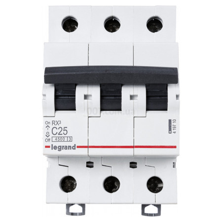 Автоматичний вимикач RX3 3P 25А хар-ка C 4,5кА, Legrand (419710) фото