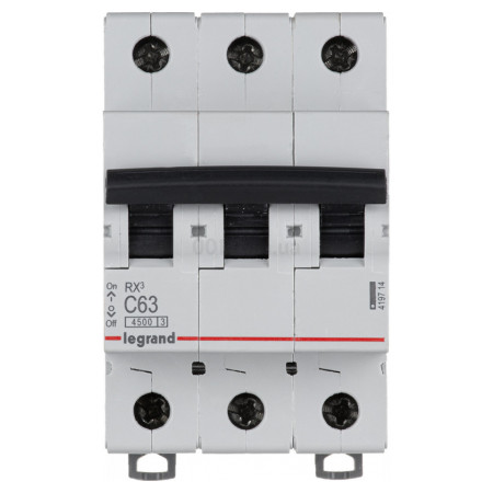 Автоматичний вимикач RX3 3P 63А хар-ка C 4,5кА, Legrand (419714) фото
