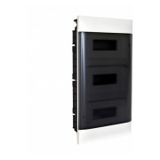 Корпус пластиковый встраиваемый Practibox S 3×12 дымчатая дверь PE+N (для бетонных и кирпичных стен), Legrand мини-фото