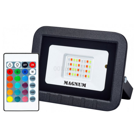 Прожектор світлодіодний 20Вт RGB IP65 slim FL ECO LED, Magnum (90018140) фото