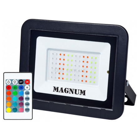Прожектор світлодіодний 50Вт RGB IP65 slim FL ECO LED, Magnum (90018141) фото