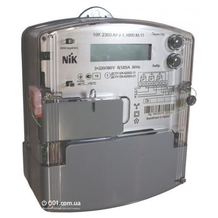 Лічильник електроенергії NIK 2303 AP3T.1000.M.11 трифазний 5(120) А 3×220/380 В багатотарифний, NiK фото