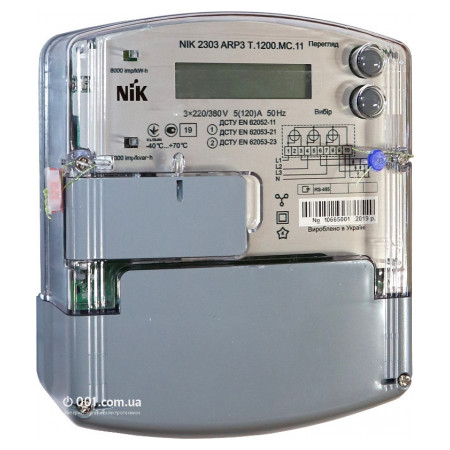 Лічильник електроенергії NIK 2303 ARP3T.1200.MC.11 трифазний 5(120) А 3×220/380 В багатотарифний, NiK фото