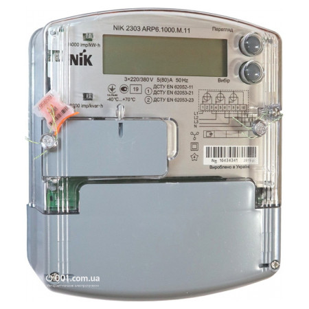 Счетчик электроэнергии NIK 2303 ARP6.1000.M.11 трехфазный 5(80) А 3×220/380 В однотарифный, NiK фото