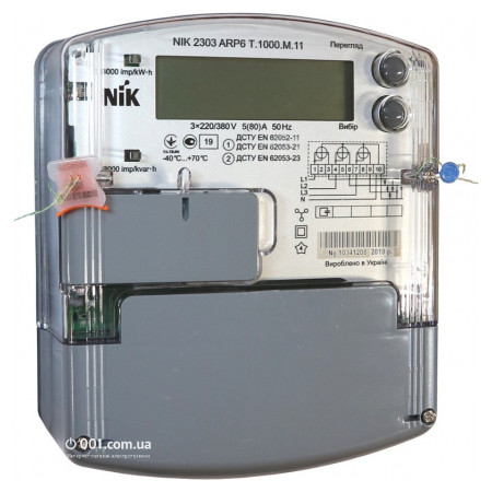 Лічильник електроенергії NIK 2303 ARP6T.1000.M.11 трифазний 5(80) А 3×220/380 В багатотарифний, NiK фото