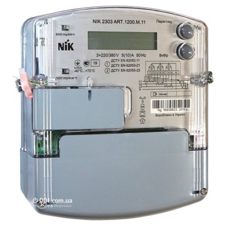 Счетчик электроэнергии NIK 2303 ART.1200.M.11 трехфазный 5(10) А 3×220/380 В однотарифный, NiK фото