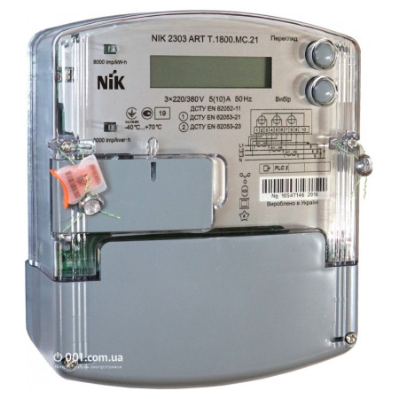 Лічильник електроенергії NIK 2303 ARTT.1800.MC.21 трифазний 5(10) А 3×220/380 В багатотарифний, NiK фото