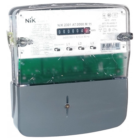 Счетчик электроэнергии NIK2301 AT.0000.М.11 5(10)А 3-фазный электромеханический однотарифный, NiK фото
