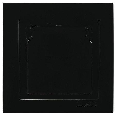 Розетка з заземленням і кришкою Touran чорна, Nilson (24221018) фото