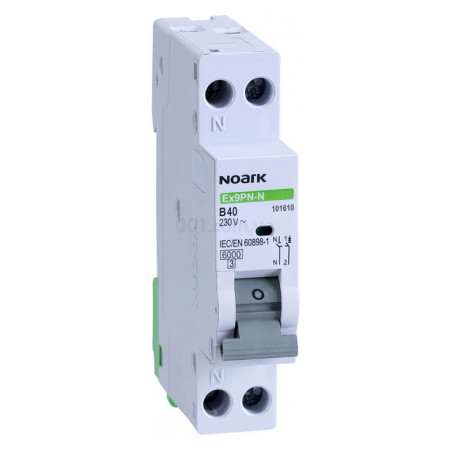 Модульний автоматичний вимикач Ex9PN-N 1 DIN 6kA хар-ка B 1A 1P+N, NOARK (101600) фото