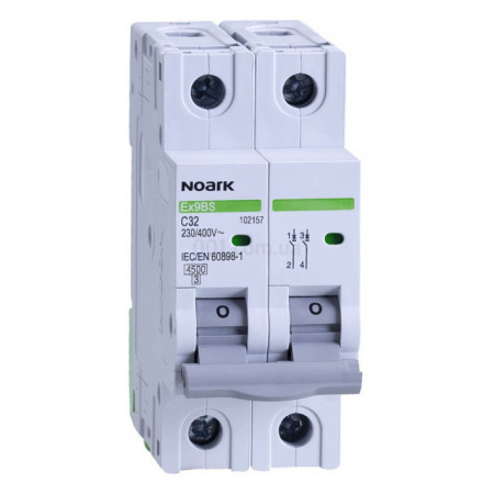 Модульний автоматичний вимикач Ex9BS 4,5kA хар-ка B 8A 2P, NOARK (102061) фото