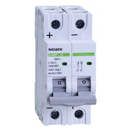 Модульний автоматичний вимикач Ex9BP-JX(+) 10kA хар-ка C 1A 500V DC 2P, NOARK (110080) фото
