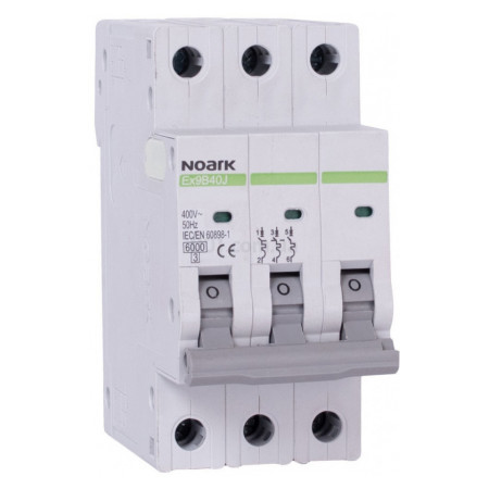 Модульний автоматичний вимикач Ex9B40J 6kA хар-ка С 6A 40,5мм 3P, NOARK (110789) фото