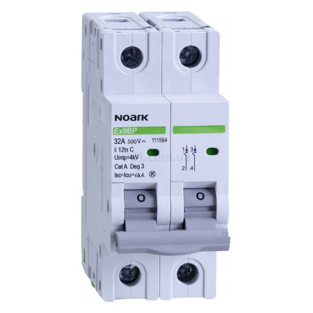 Модульний автоматичний вимикач Ex9BP 6kA для PV хар-ка C 10A 500V DC 2P, NOARK (111559) фото