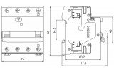 Диференційний автомат Ex9NL-N 6кА 3P+N хар-ка C 25A 30мА тип AC, NOARK зображення 2 (габаритні розміри)
