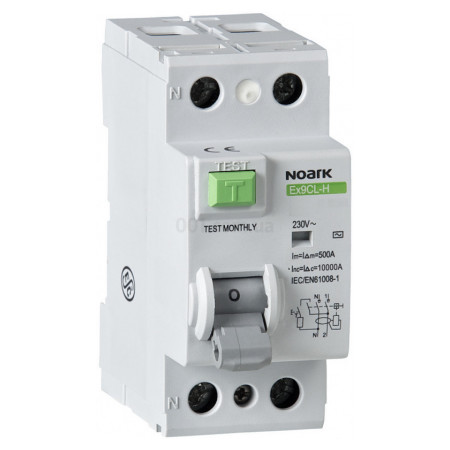 Диференційний вимикач (ПЗВ) Ex9CL-H 10kA 2P 63A 100mA тип AC, NOARK (100650) фото
